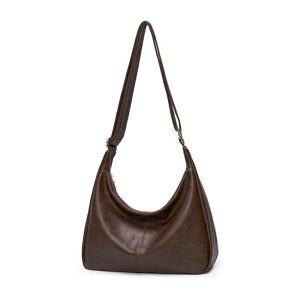 Casual Slouchy Shoulder Bag – Dark Brown