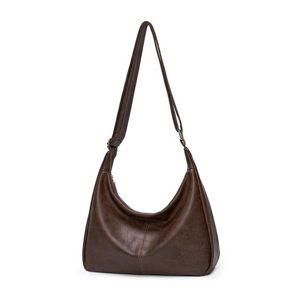Casual Slouchy Shoulder Bag – Dark Brown